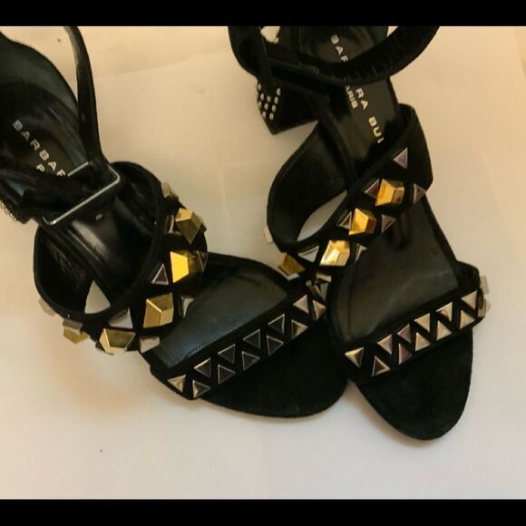 Barbara Bui Sandal Studded and Black suede Leather Heels Size: 36 - Picture 1 of 11